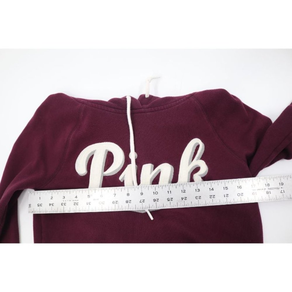 pink victorias secret women's size S sleeve fleece pullover hoodie sweatshirt - Picture 5 of 6
